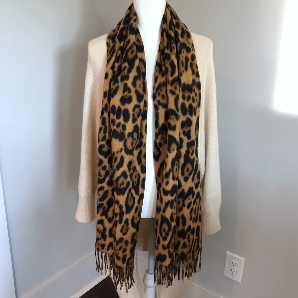 Only 1 Left! Leopard Animal Print Fringed Scarf - Picture 2 of 6